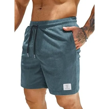 JMIERR Herren Corduroy Shorts mit 3 Taschen | Sommerstrand, Lässig, Elastische Taille, Schnüre, Leichtgewicht, Maschine…