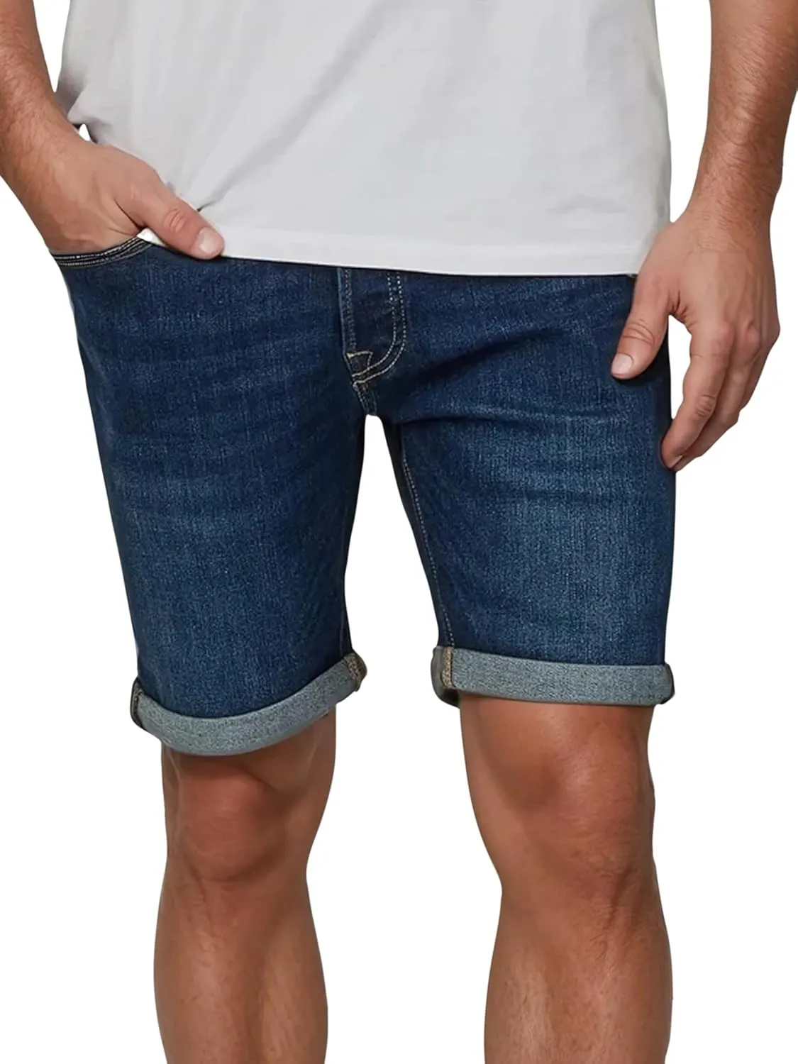 JACK & JONES JJIRICK Men's Stretch Short Regular Fit Bermuda Shorts Summer Denim Plain Black Blue S M L XL XXL