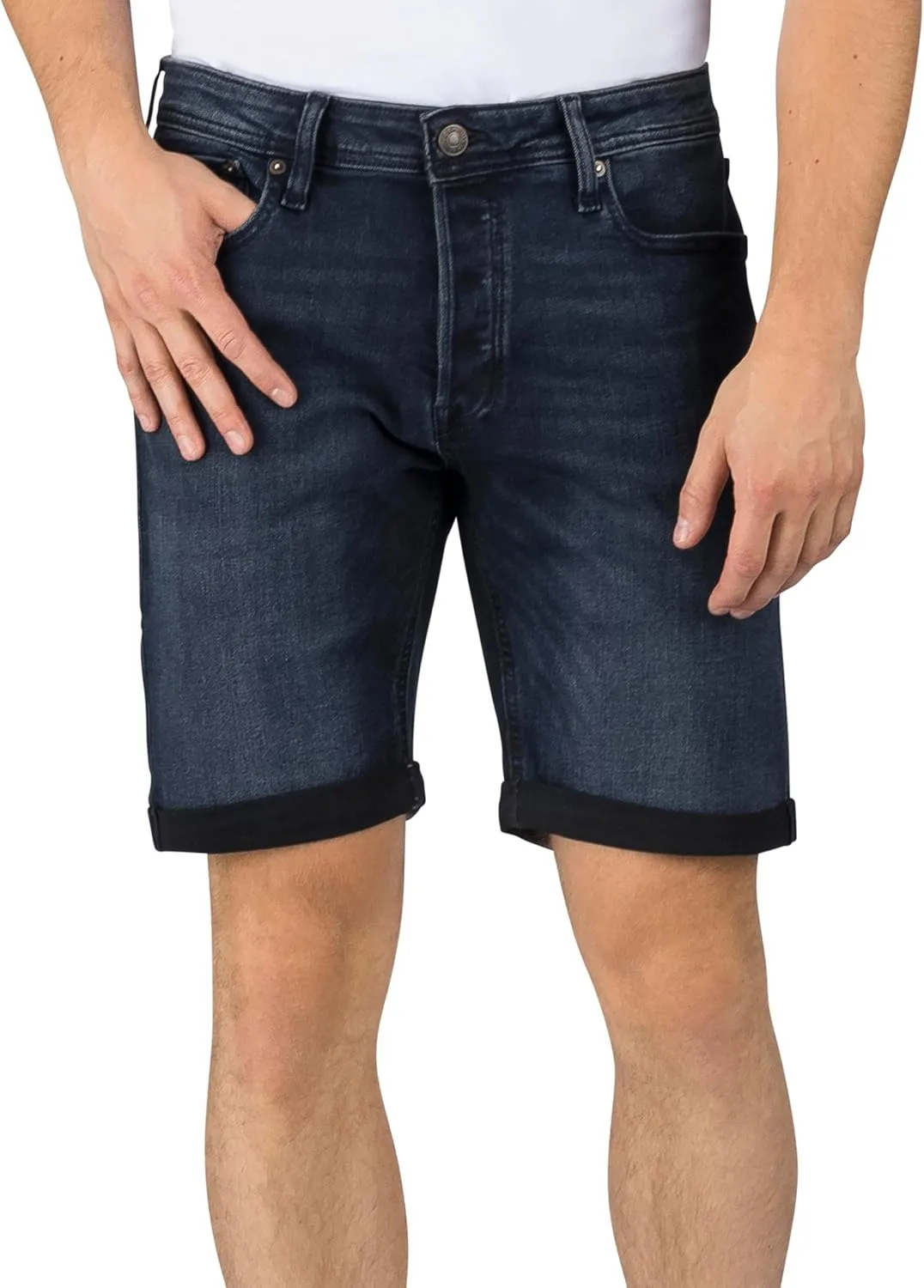 JACK & JONES Jeans Shorts Herren Stretch Kurz Regular Fit JJIRICK Kurze Hosen Bermuda Shorts Sommer Denim Einfarbig Sch…