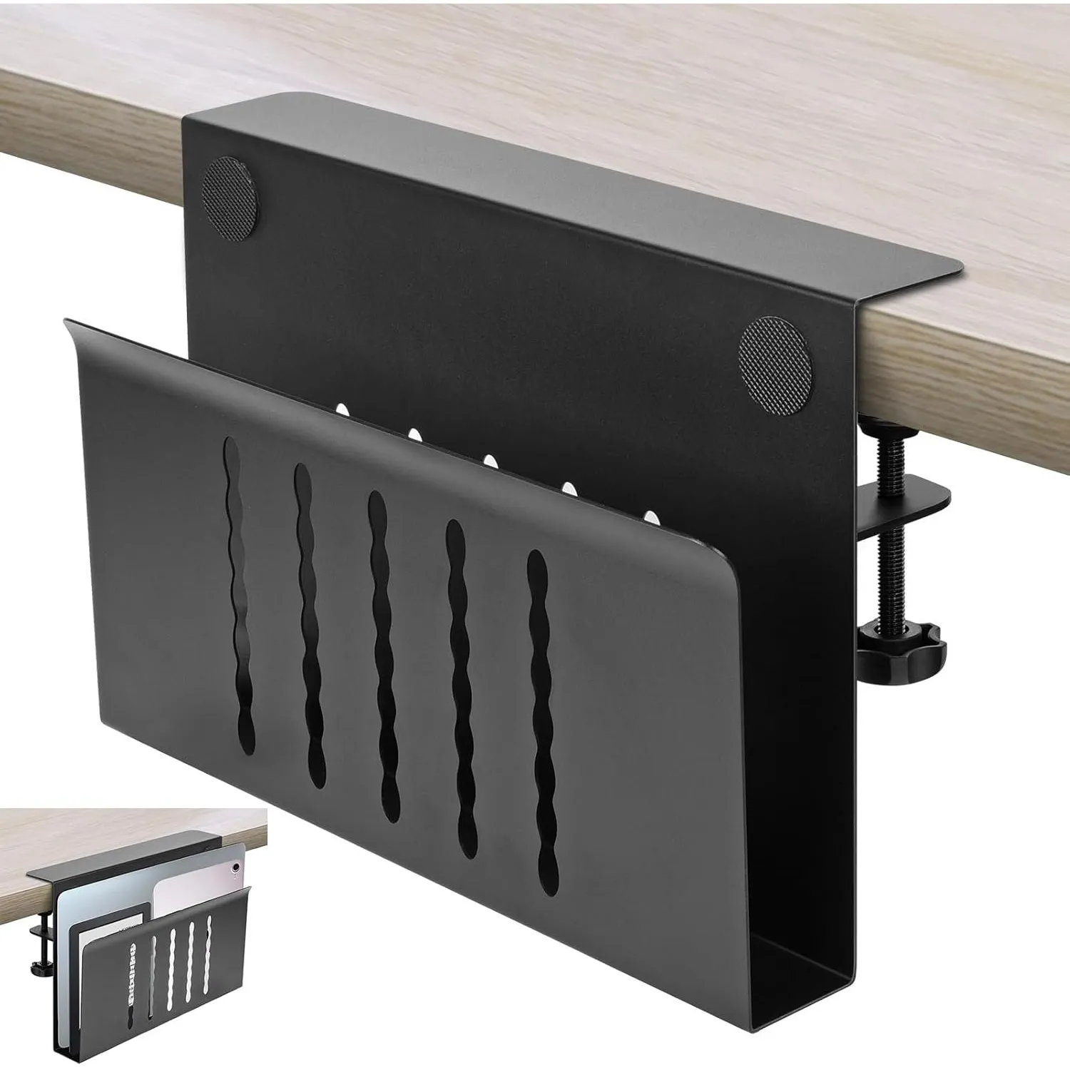 Desk Side Storage, Under Desk Storage, No Drill Steel Hanging Desk Organizer, Laptop Holder, Desk Storage Holder für Bü…