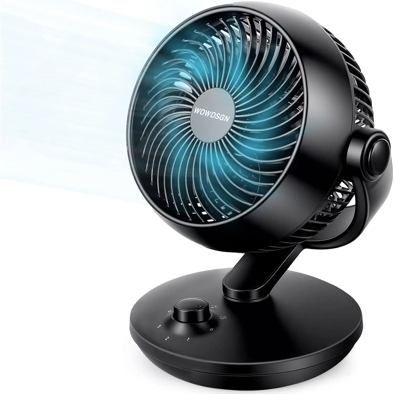 WOWDSGN Ventilator Leise, Tischventilator 24dB, Leistungsstarker 3D Turbo-Luftzirkulator - 100° & 80° Oszillation - 3 G…