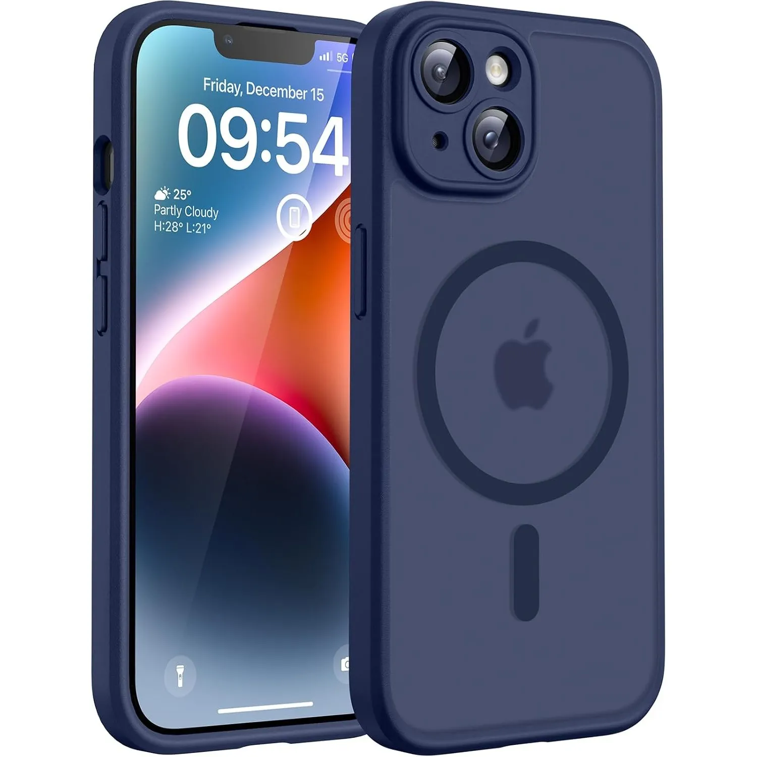 TOCOL für iPhone 14 Hülle, Kompatibel mit MagSafe, Tiefblau