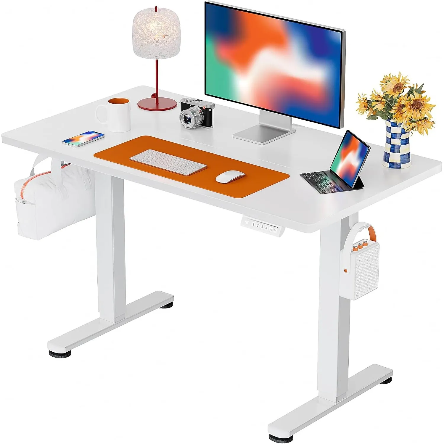 ErGear Höhenverstellbarer Schreibtisch 100x60cm 4-Speicher Geteilte Platte