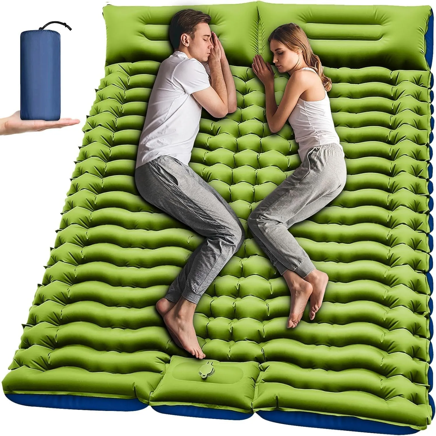 Yuzonc Doppel-Campingmatte aufblasbar mit Fußpumpe & Kissen