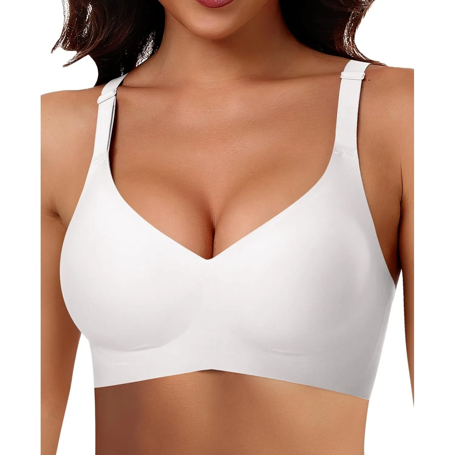 Ganado Damen BH Ohne Bügel Nahtloser BH Bequeme Weiche Glatte BHS Bügellose BHS Tiefem V-Ausschnitt Bralette Soft Bra B…