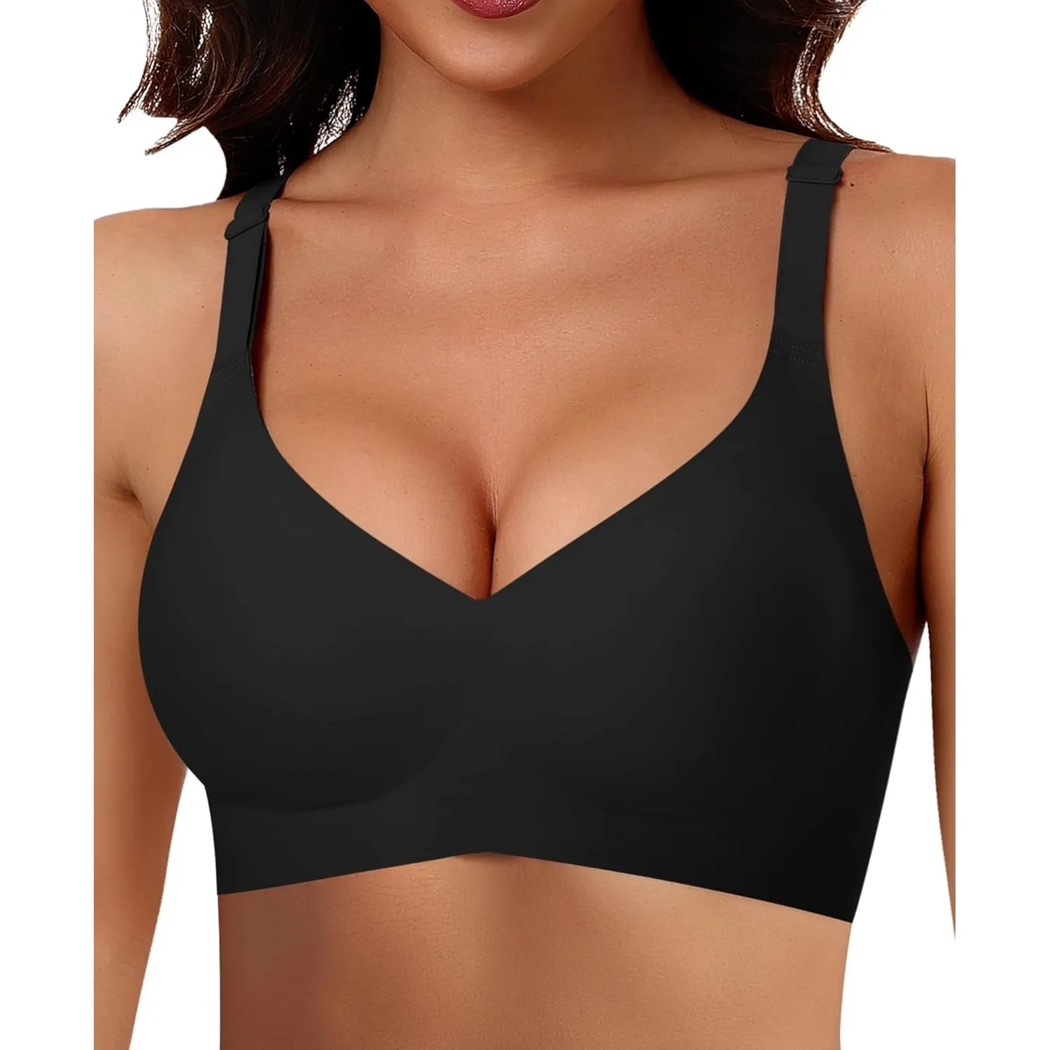 Ganado Damen BH Ohne Bügel Nahtloser BH Bequeme Weiche Glatte BHS Bügellose BHS Tiefem V-Ausschnitt Bralette Soft Bra B…