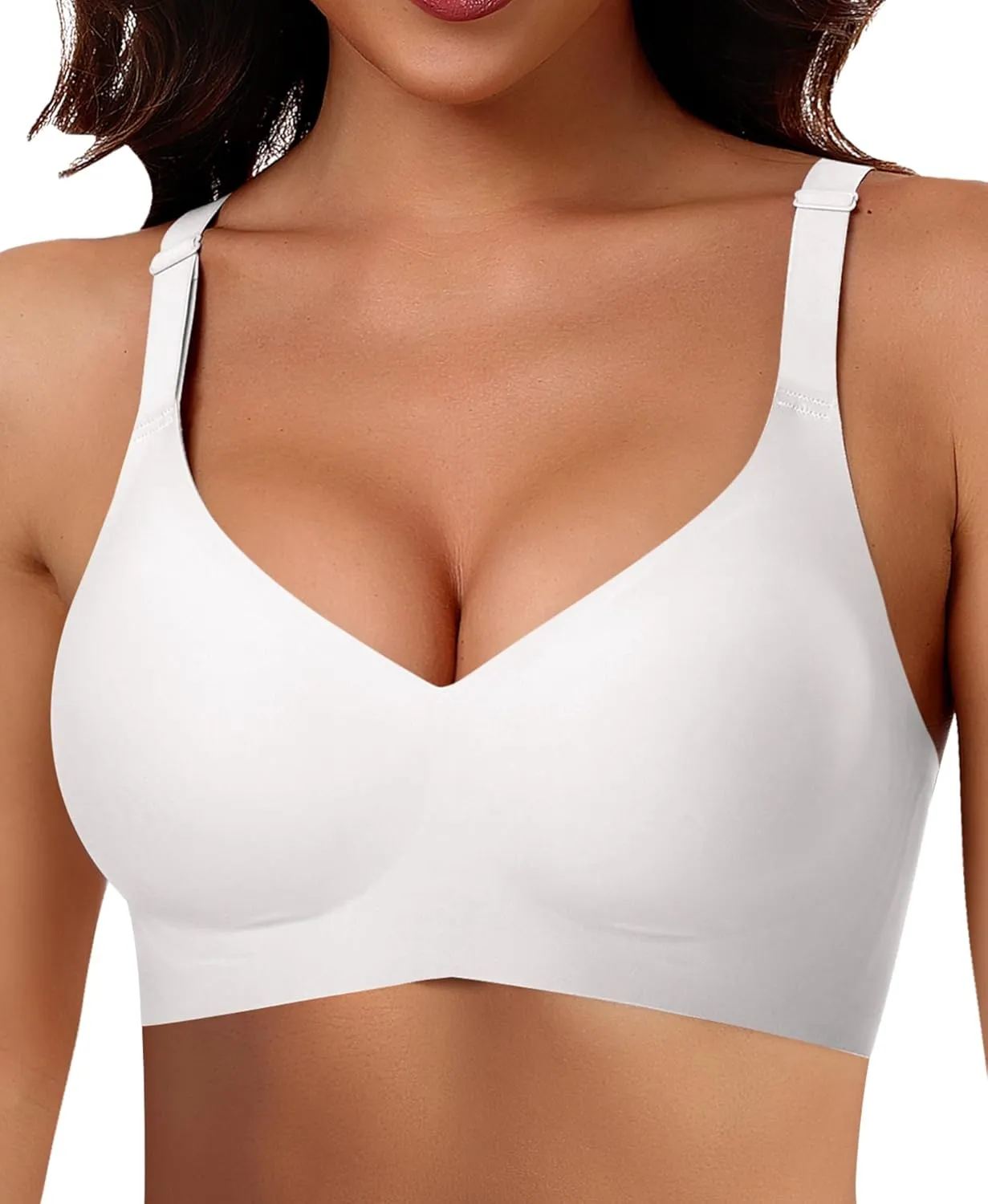 Ganado Damen BH Ohne Bügel Nahtloser BH Bequeme Weiche Glatte BHS Bügellose BHS Tiefem V-Ausschnitt Bralette Soft Bra B…