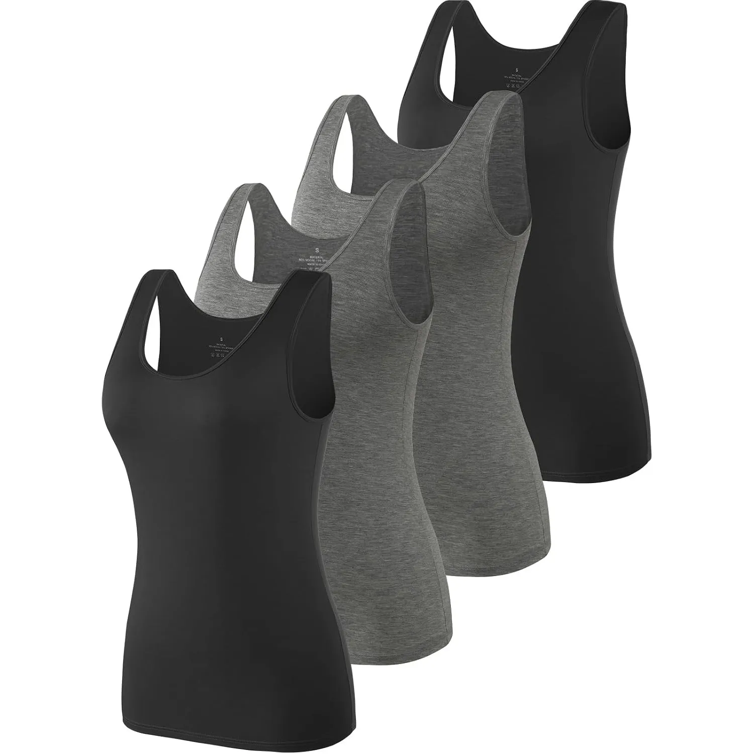 vislivin Elastische Tank Tops für Damen Unterhemden 3/4er Pack