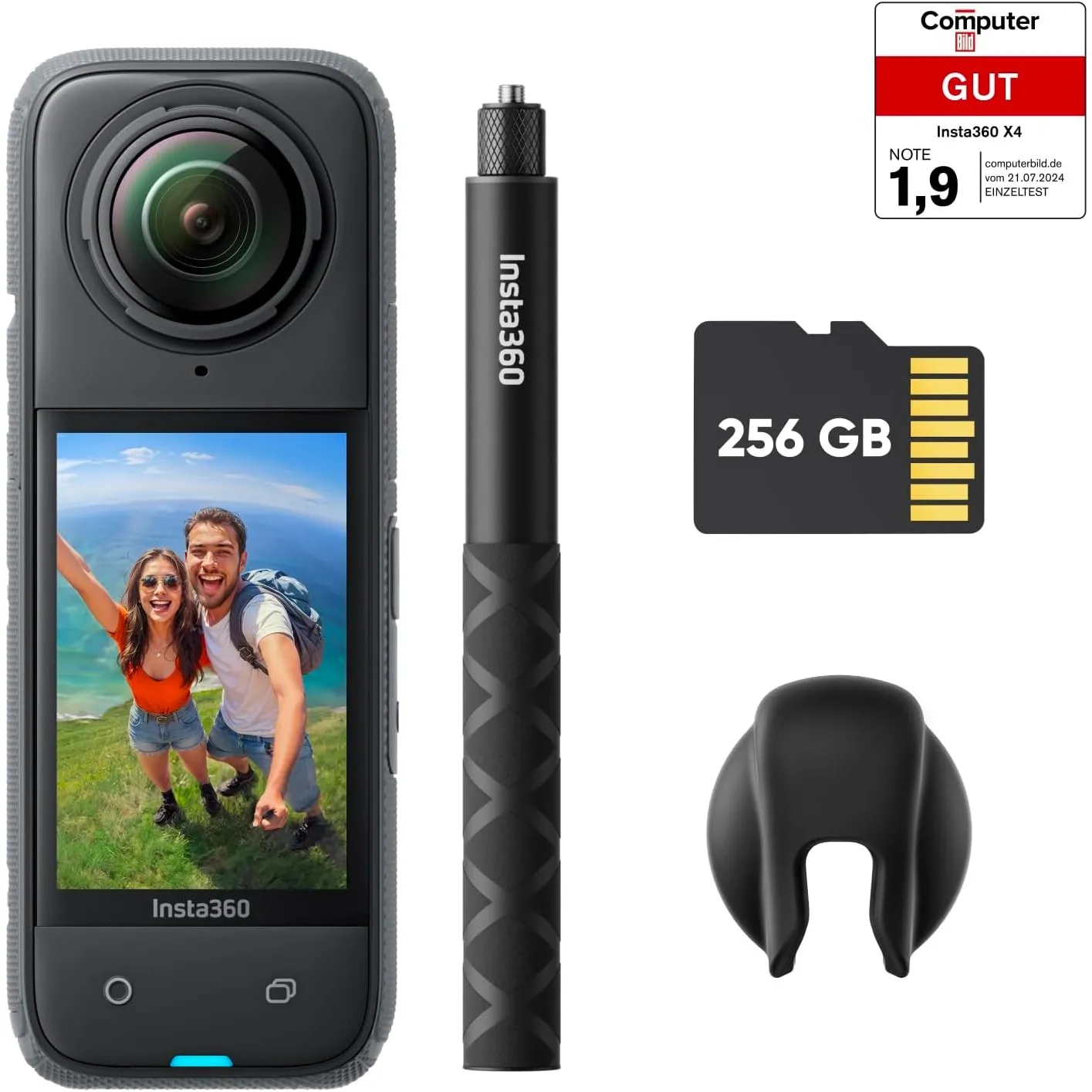 Insta360 X4 Auf Geht's-Kit – wasserdichte 8K 360°-Action-Cam, 4K Weitwinkelvideos, Unsichtbarer Selfie-Stick Effekt, Ab…