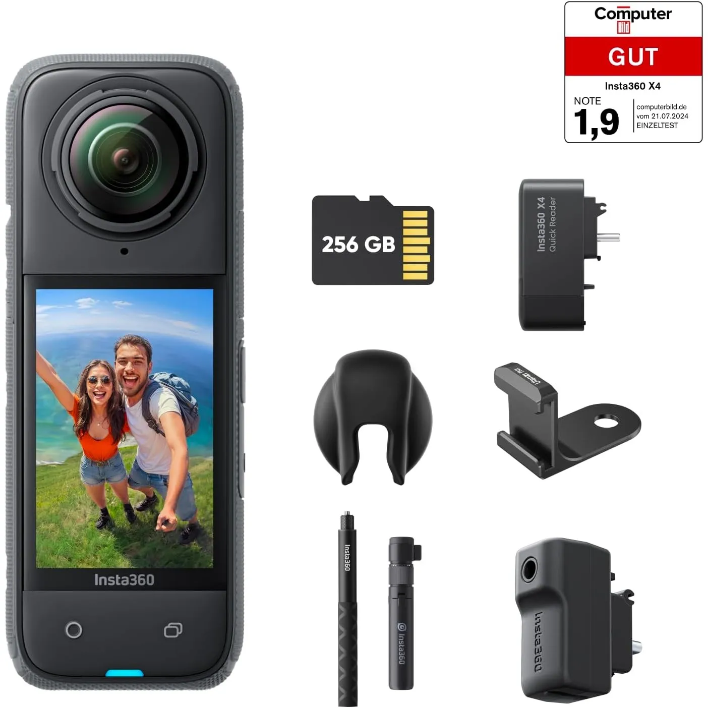 Insta360 X4 Creator-Bundle – wasserdichte 8K 360°-Action-Cam, 4K Weitwinkelvideos, Unsichtbarer Selfie-Stick, Abnehmbar…