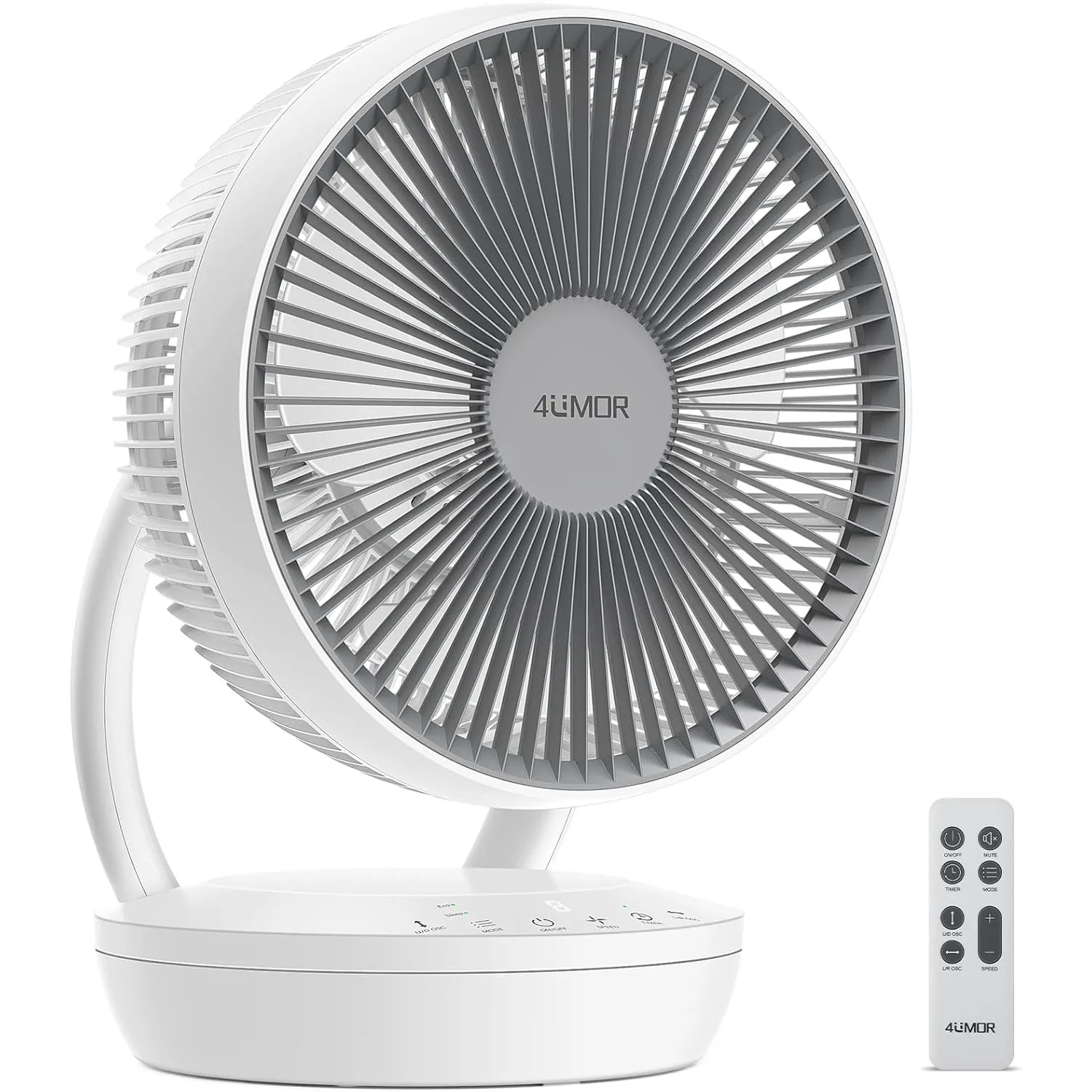 4UMOR Ventilator leise, DC Motor, 20dB Ultra Powerful Tischventilator, mit Touchpanel, 8H Timer, 3 Windmodus, 8 Geschwi…