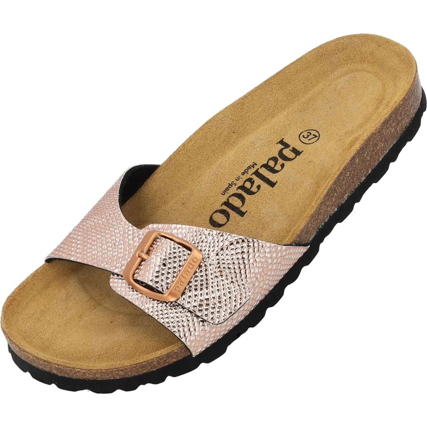 Palado Pantoletten Damen Malta Matt – gefertigt in Spanien – Veloursleder-Decksohle – matte Oberfläche – Weichfußbett f…