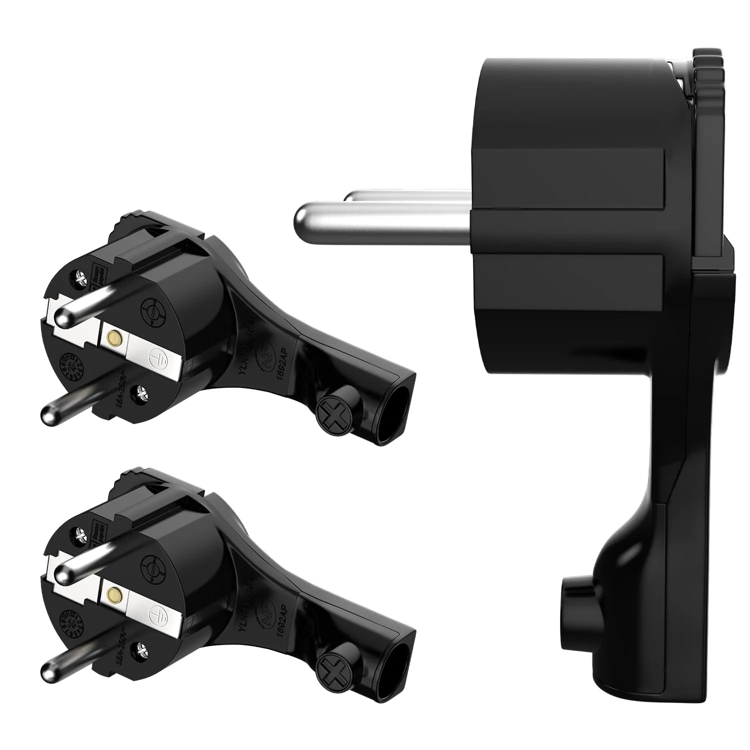 RedStar24 Schutzkontakt-Winkelstecker 250 V 16 A – extraflacher Schuko-Flachstecker mit Klappgriff & Knickschutz – CEE …