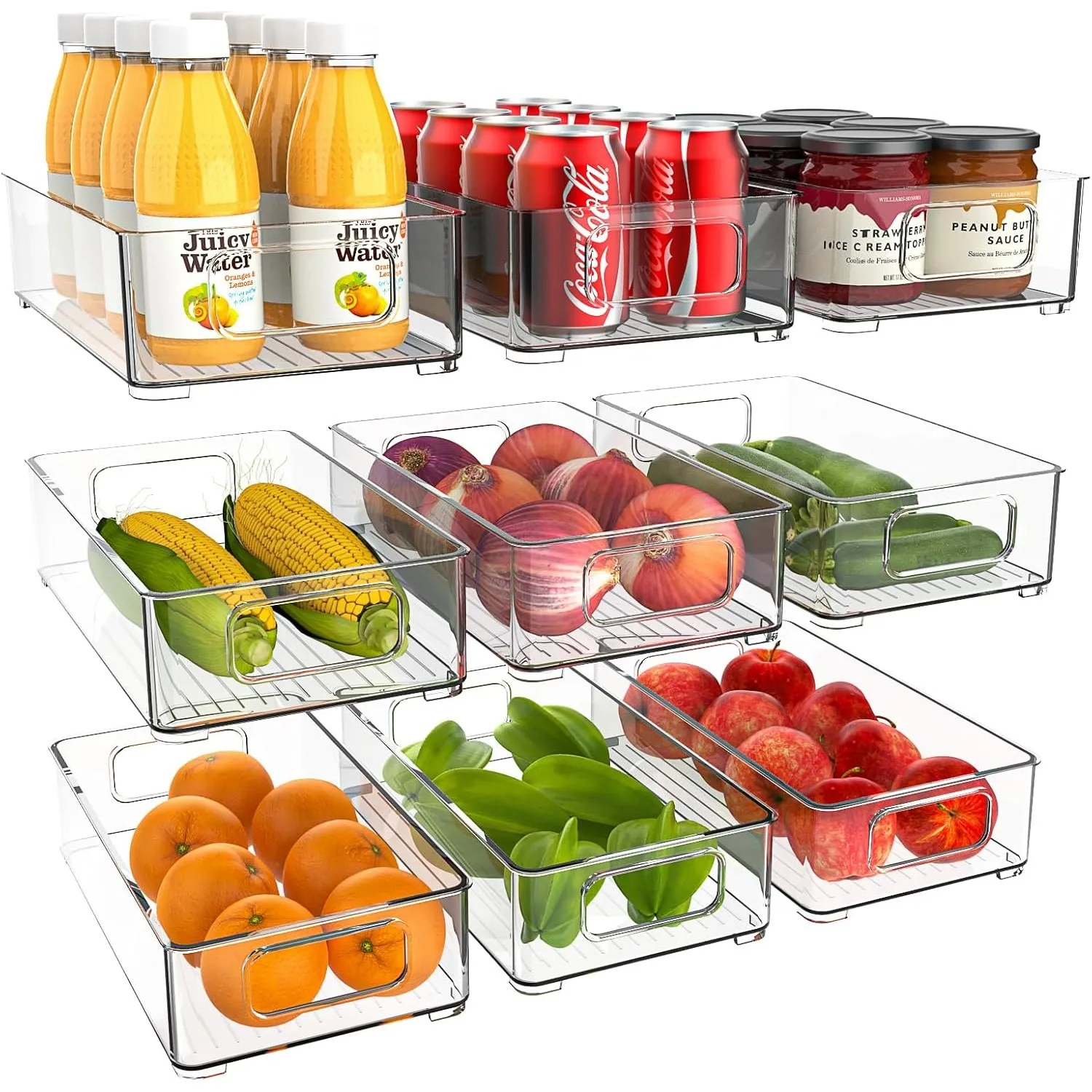 Kühlschrank Organizer Stapelbar, Aufbewahrungsbox Küche Organizer, Speisekammer Vorratsbehälter Durchsichtig Behälter f…