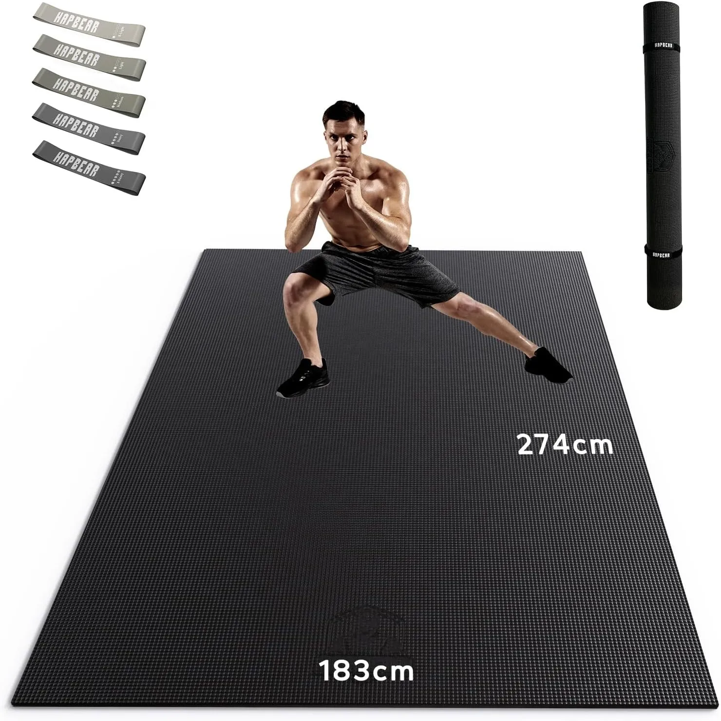 HAPBEAR Yogamatte XXL- Extra Groß Breit Sportmatte Fitnessmatte Rutschfest 213cm x 152cm/183cm x 122cm x 8mm Dicke, Hoh…