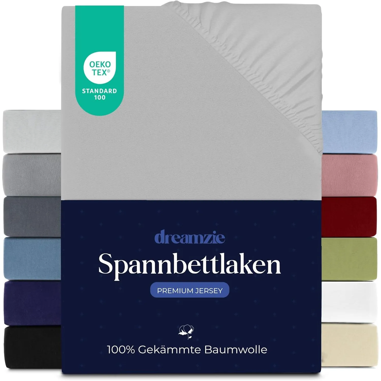 Dreamzie - Spannbettlaken - 70x200cm - 100% Gekämmte Baumwolle - Jersey | Grau · Leintuch mit Rundumgummi · Spannbetttu…
