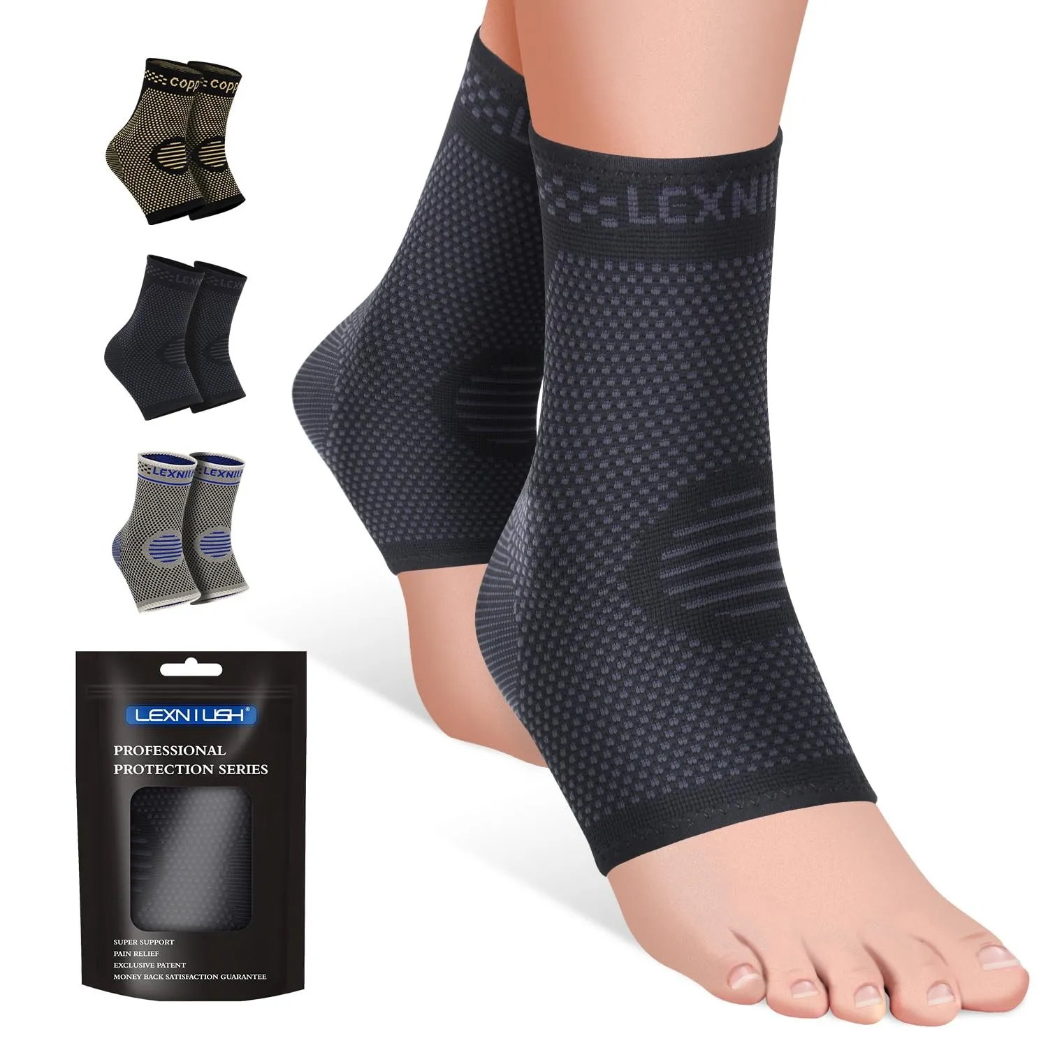 2 Stück Sprunggelenkbandage, Professionelle Knöchelbandage für Damen/Männer Kompressionssocken Fußbandage für Plantarfa…