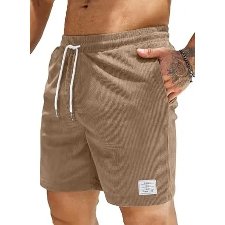 JMIERR Herren Corduroy Shorts mit 3 Taschen | Sommerstrand, Lässig, Elastische Taille, Schnüre, Leichtgewicht, Maschine…