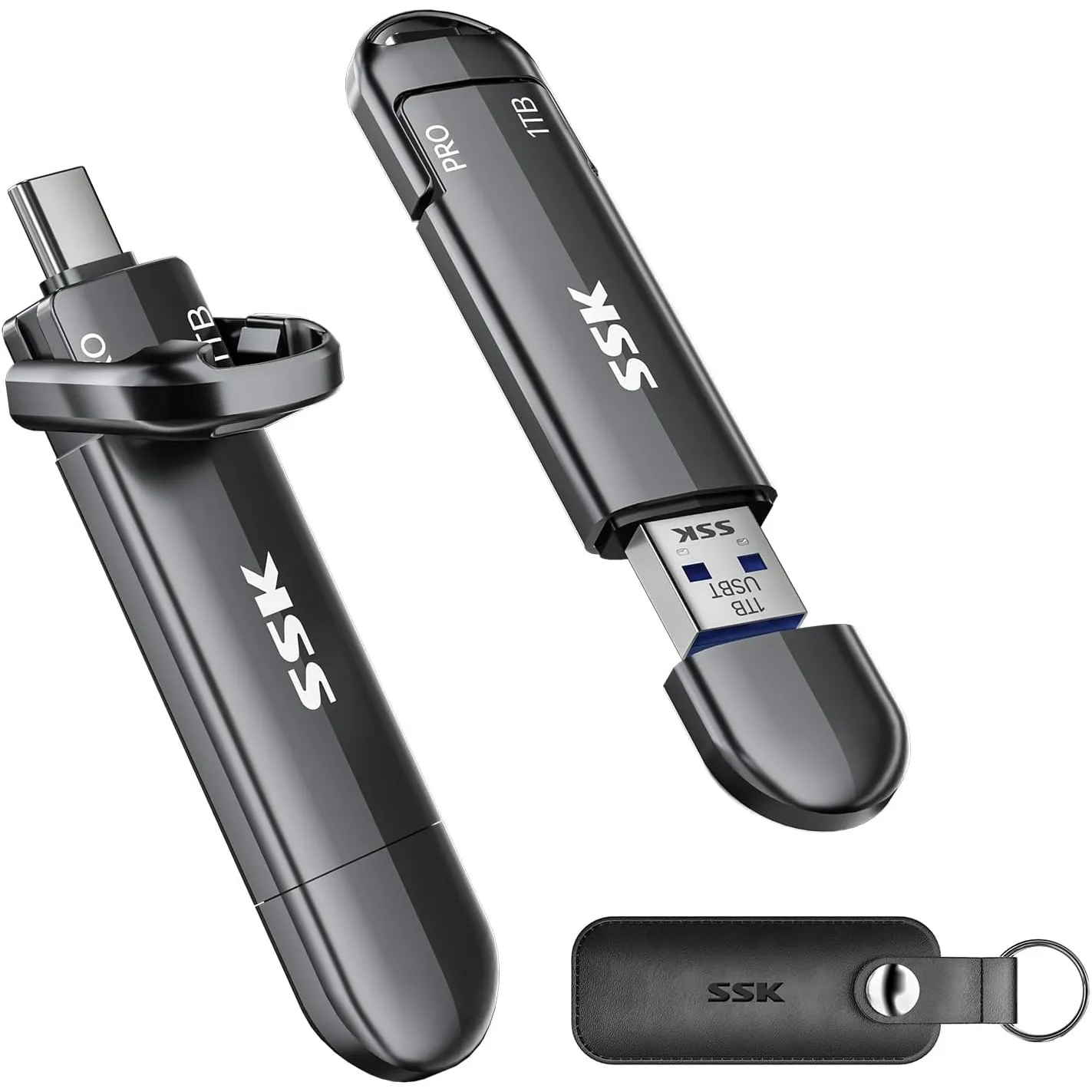 SSK 1TB USB C Stick bis zu 1000MB/S, Dual Portable SSD USB 3.2 Gen2 Type-A und Typ-C Externe Solid State Drives für iPh…