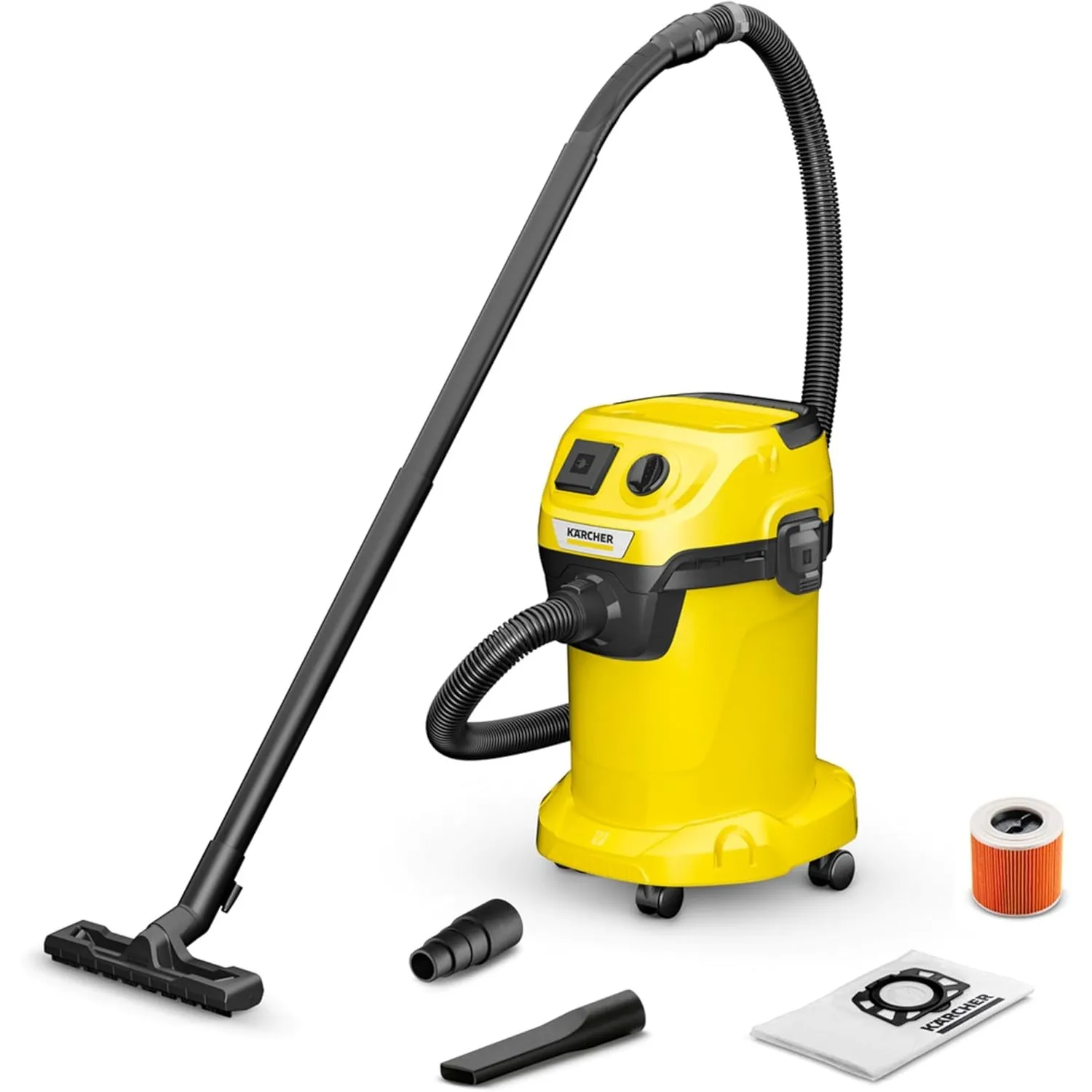 KÄRCHER Nass-/Trockensauger WD 3 P V-19/4/20, inkl. Patronenfilter, Vliesfilterbeutel, 1.000 W, Kunststoffbehälter: 19 …