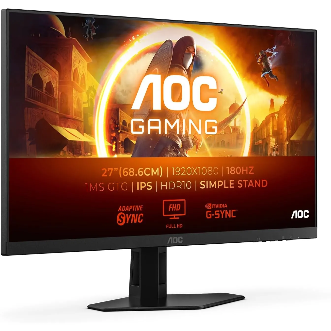 AOC 27G4XED 27 Zoll FHD Gaming Monitor, 180Hz, Fast IPS Panel, 1ms GtG, HDR10, G-Sync Compatible, Lautsprecher,(1920x10…