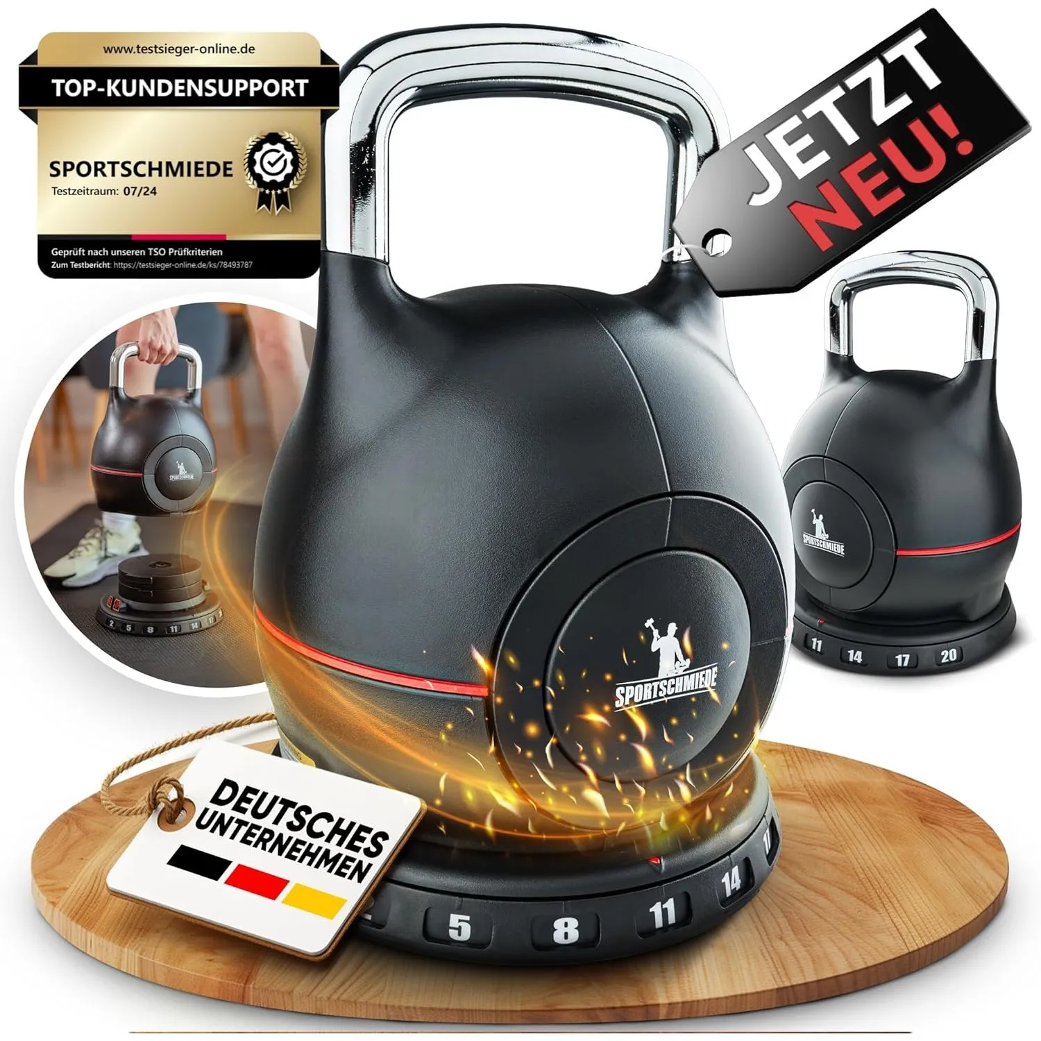 SPORTSCHMIEDE Kettlebell [Verstellbar] 2-20 kg Hanteln Set Gewichte Hantel für Home Gym | Hantelset Fitnessgeräte für Z…