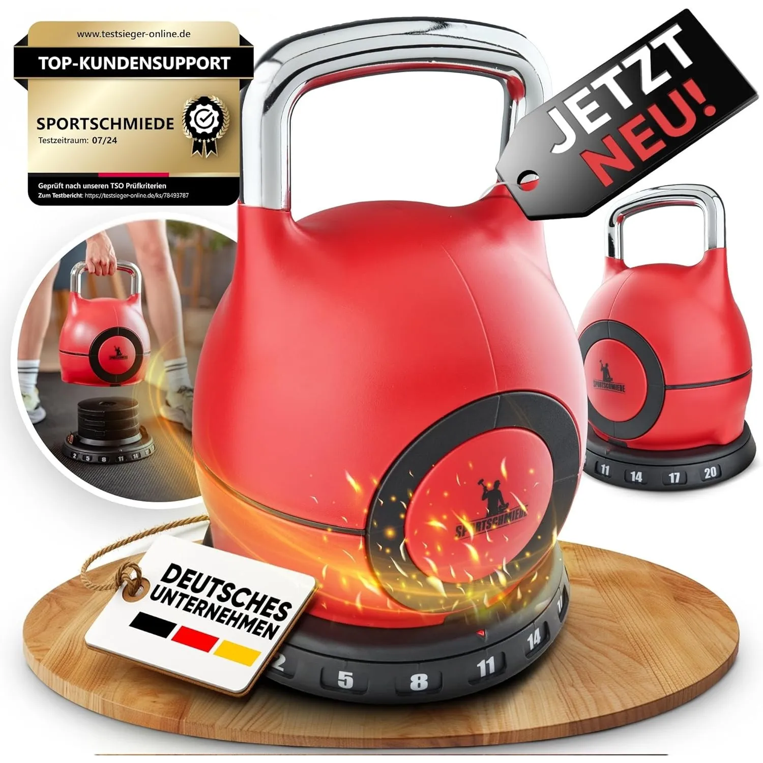 SPORTSCHMIEDE Kettlebell [Verstellbar] 2-20 kg Hanteln Set Gewichte Hantel für Home Gym | Hantelset Fitnessgeräte für Z…