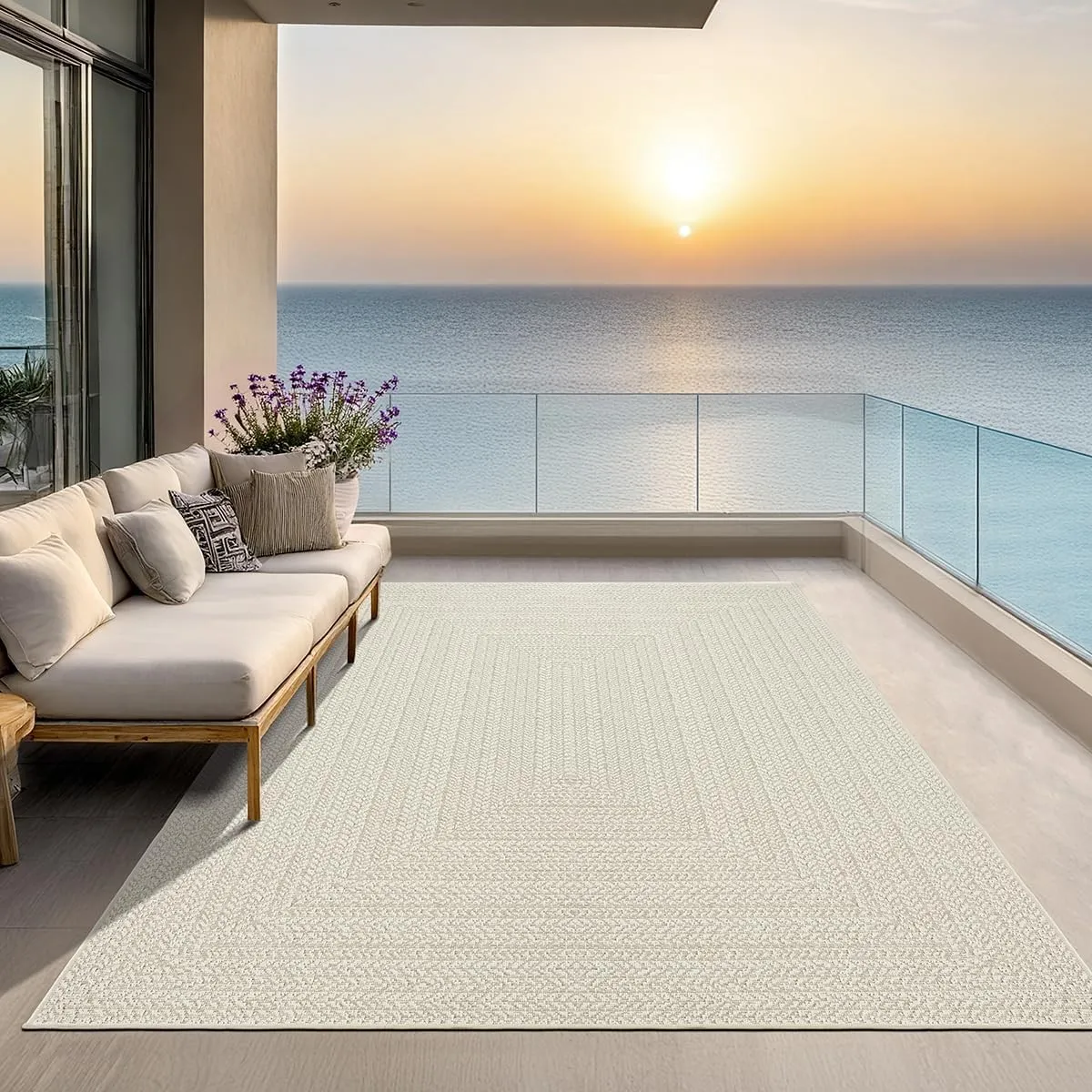 the carpet Kansas Outdoor Teppich – Wetterfester Indoor & Outdoor Teppich im Jute-Look für Balkon, Terrasse, Garten, Wo…