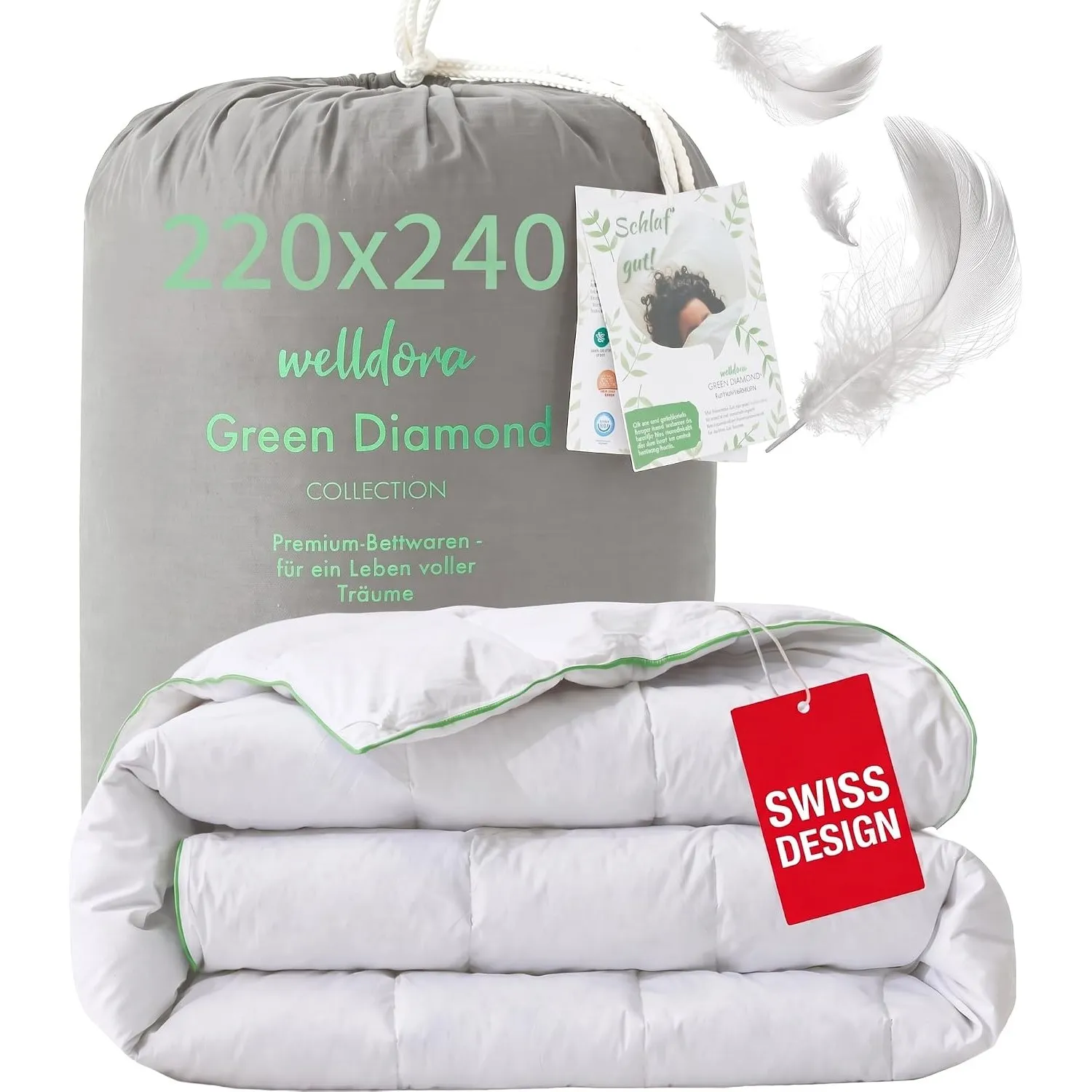 Welldora Komfort Bettdecke 240x220 Sommer | Extraweiche Federn & Daunen