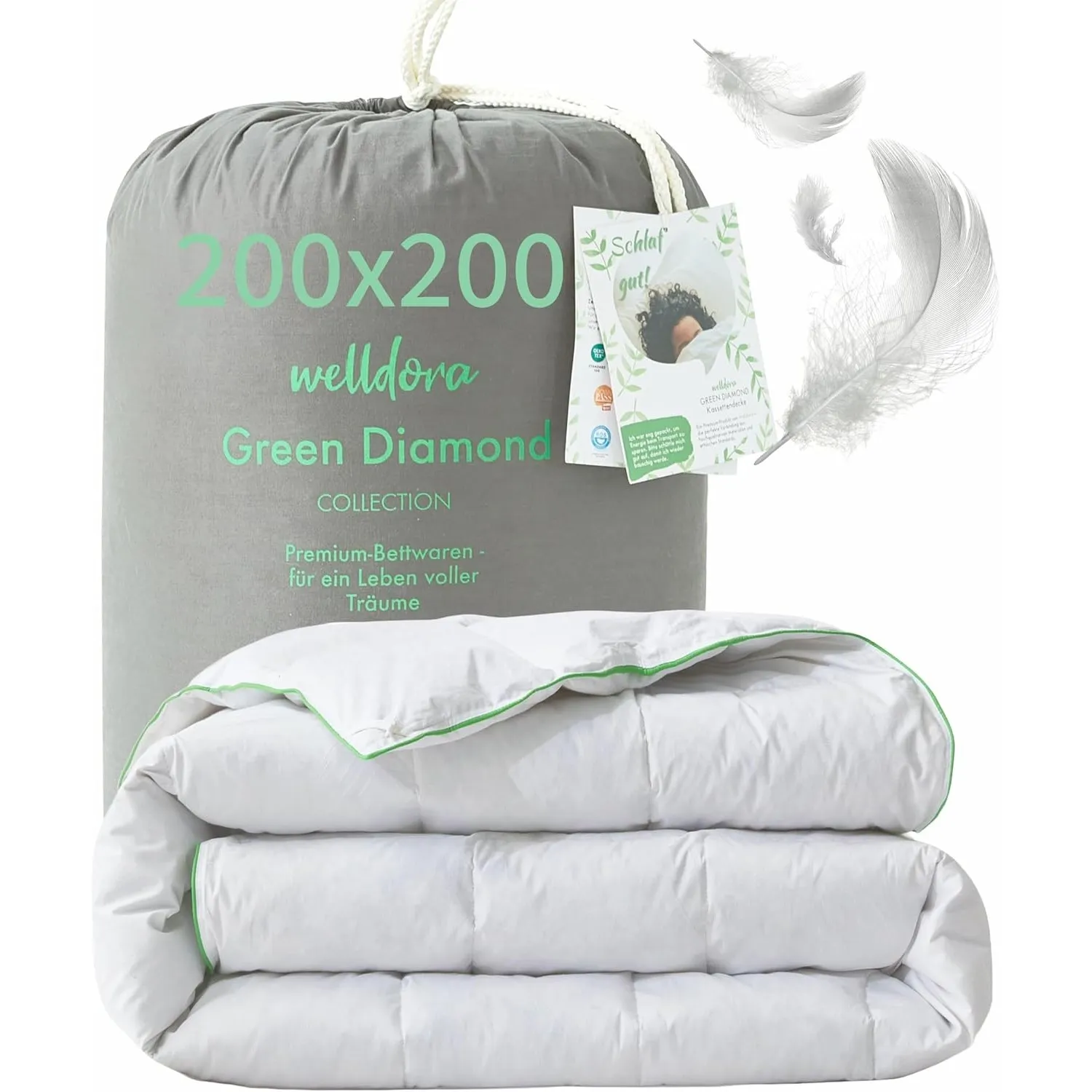 Welldora Komfort Bettdecke 200x200 Sommer | Extraweiche Federn & Daunen