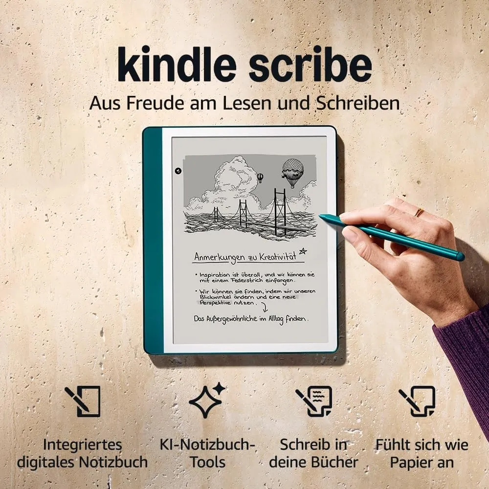 Amazon Kindle Scribe (64 GB) – Neuartiges Display mit gleichmäßigem Rahmen | Schreib einfach in Bücher und Dokumente | …