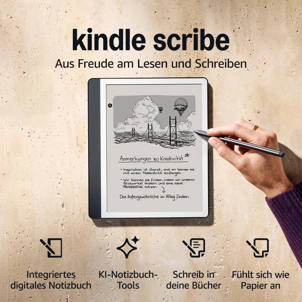 Amazon Kindle Scribe (32 GB) – Neuartiges Display mit gleichmäßigem Rahmen | Schreib einfach in Bücher und Dokumente | …