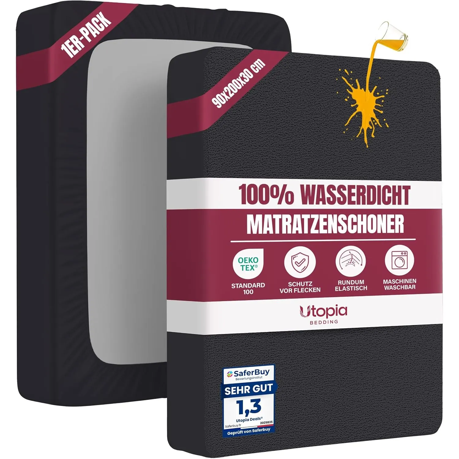Wasserdichter Matratzenschoner 90x200cm, 30cm tief matratzenschutz (Marine)