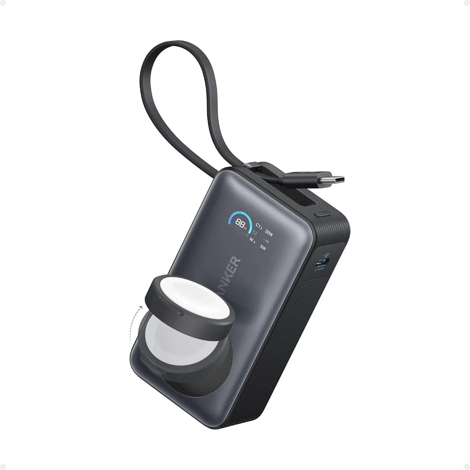 Anker MagGo Powerbank für Apple Watch, 10000mAh 35W Max, mit USB-C Kabel | Offiziell zertifiziert, für iPhone 17/16/15 …