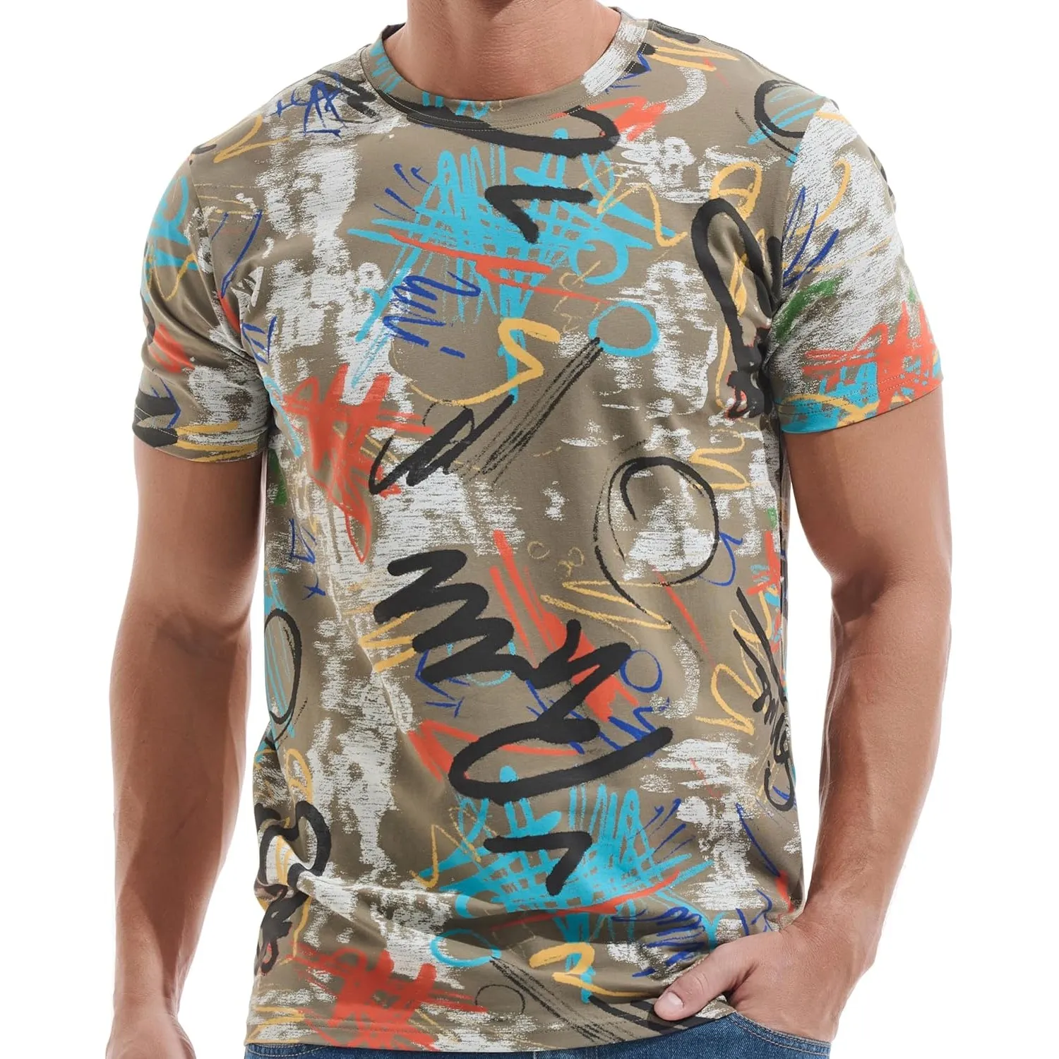 RONOMO Herren T-Shirt 95% Baumwolle 5% Spandex, Mikroelastik, Hautfreundlich
