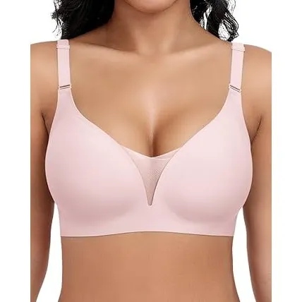 Jiuday BH Damen ohne Bügel Große Brüste Starker Halt Soft Jelly Bra Bügelloser Push Up Seitenträger BH Nahtloser Bequem…