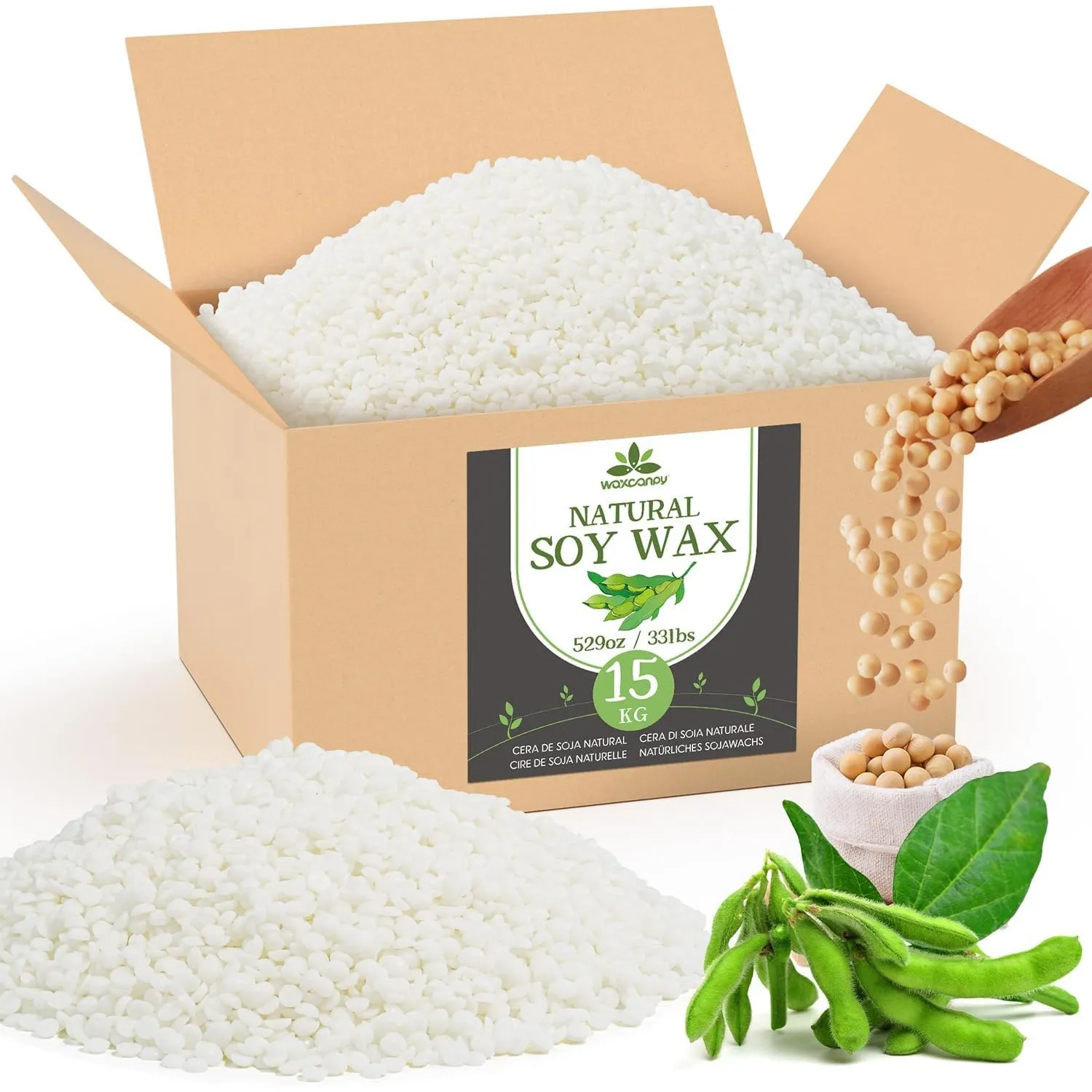 Sojawachs für Kerzen 15KG, Premium Kerzenwachs, Kerzenwachs zum Gießen & Kerzenherstellung, 100% Natürliches Sojawachs …