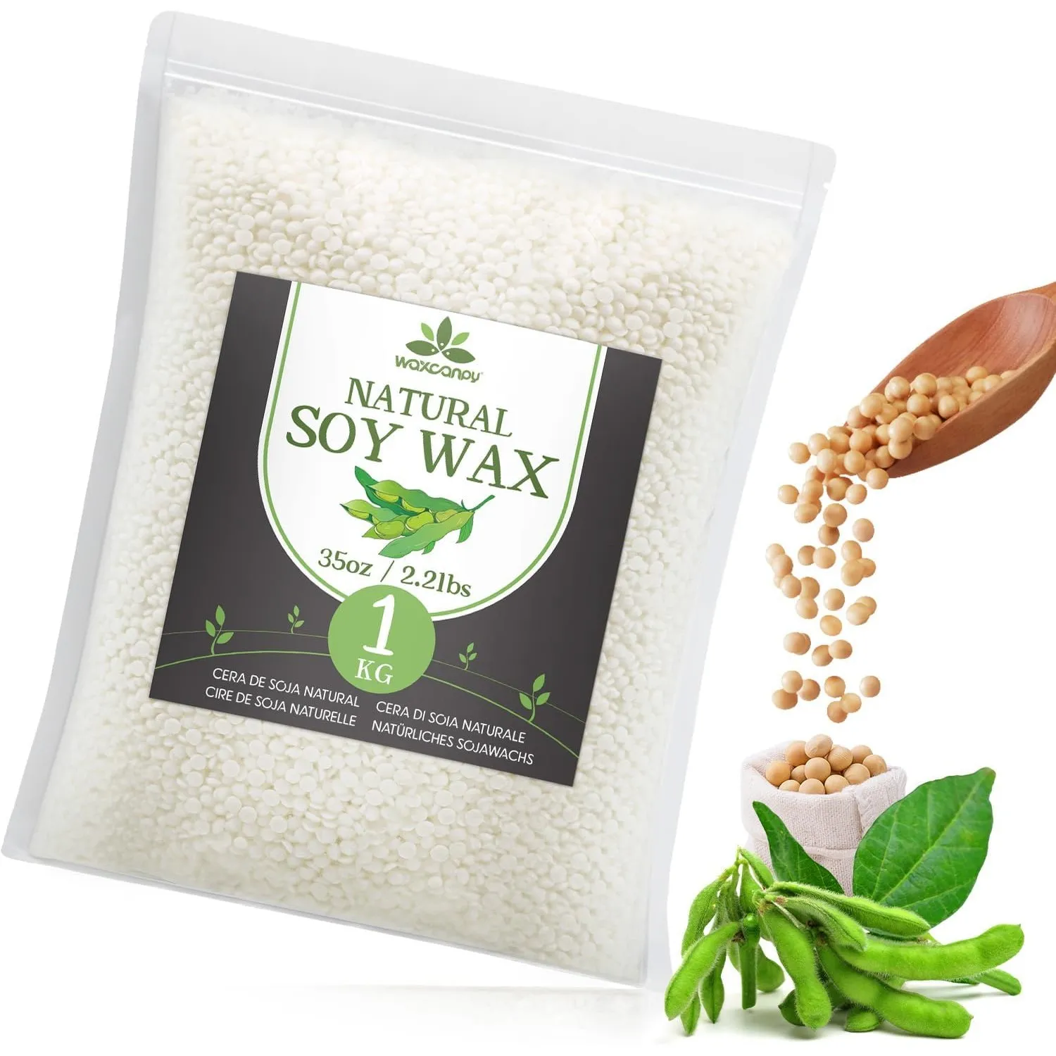 Sojawachs für Kerzen 1KG/5KG/10KG, Premium Kerzenwachs, Kerzenwachs zum Gießen & Kerzenherstellung, 100% Natürliches So…