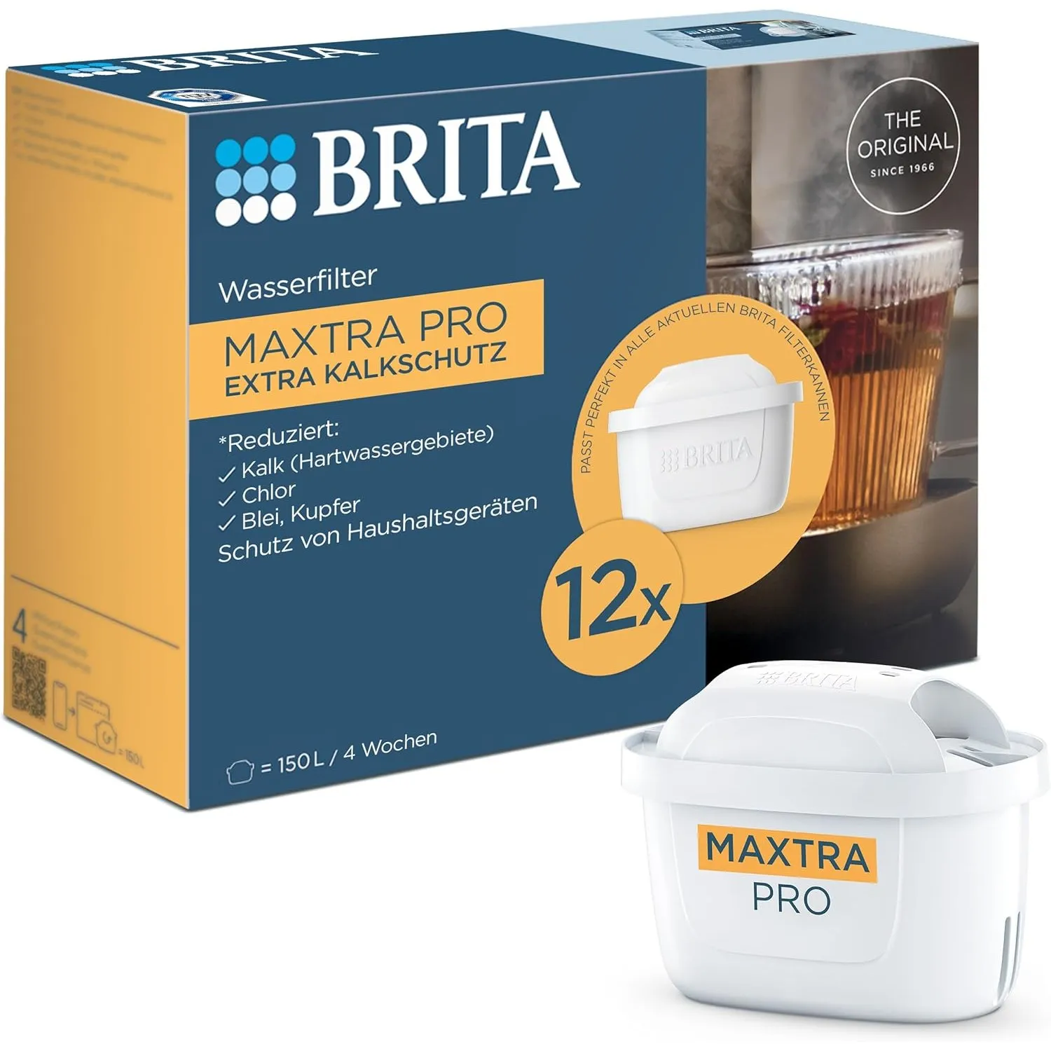 BRITA Wasserfilter Kartusche MAXTRA PRO Extra Kalkschutz (12er-Pack) Jahrespack, Original Ersatz-Wasserfilter für alle …