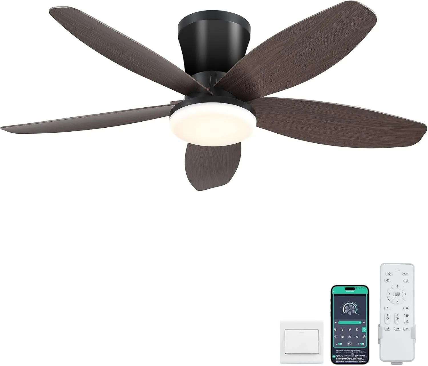 Ceiling Fans with Lighting 92 cm Building Ceiling Fan with LED Lighting and Remote Control/App Control, Dimmable LED Ce…