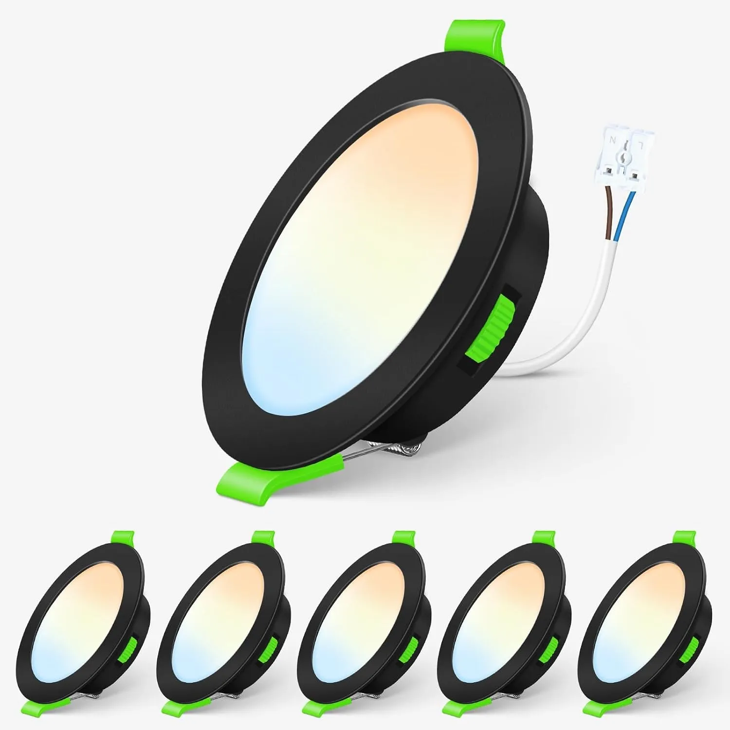 ALUSSO LED Einbaustrahler 230V Schwarz 3CCT 7W Dimmbar 90-100mm 6er Set | 510LM IP44 Bad Einbauleuchten LED Spots, Warm…