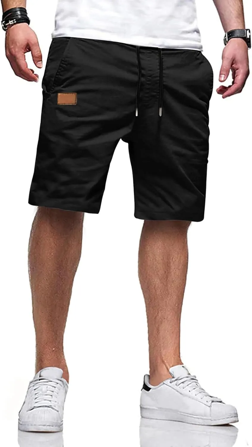 TARAINYA Kurze Hosen Herren Baumwolle Casual Shorts Herren Tunnelzug Elastische Sommer Chino mit Taschen