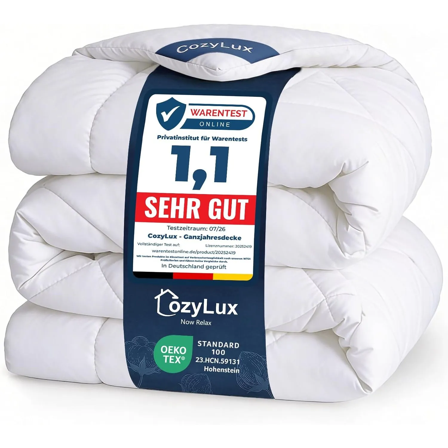 CozyLux Bettdecke 200x220 cm Weiß für 4 Jahreszeiten