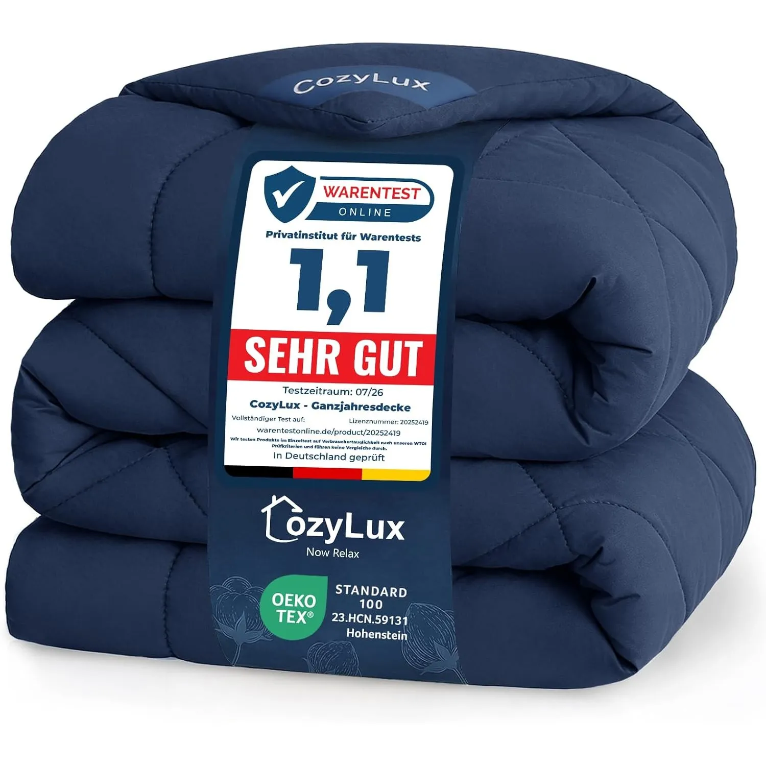 CozyLux Bettdecke 140x200 cm Marineblau für 4 Jahreszeiten