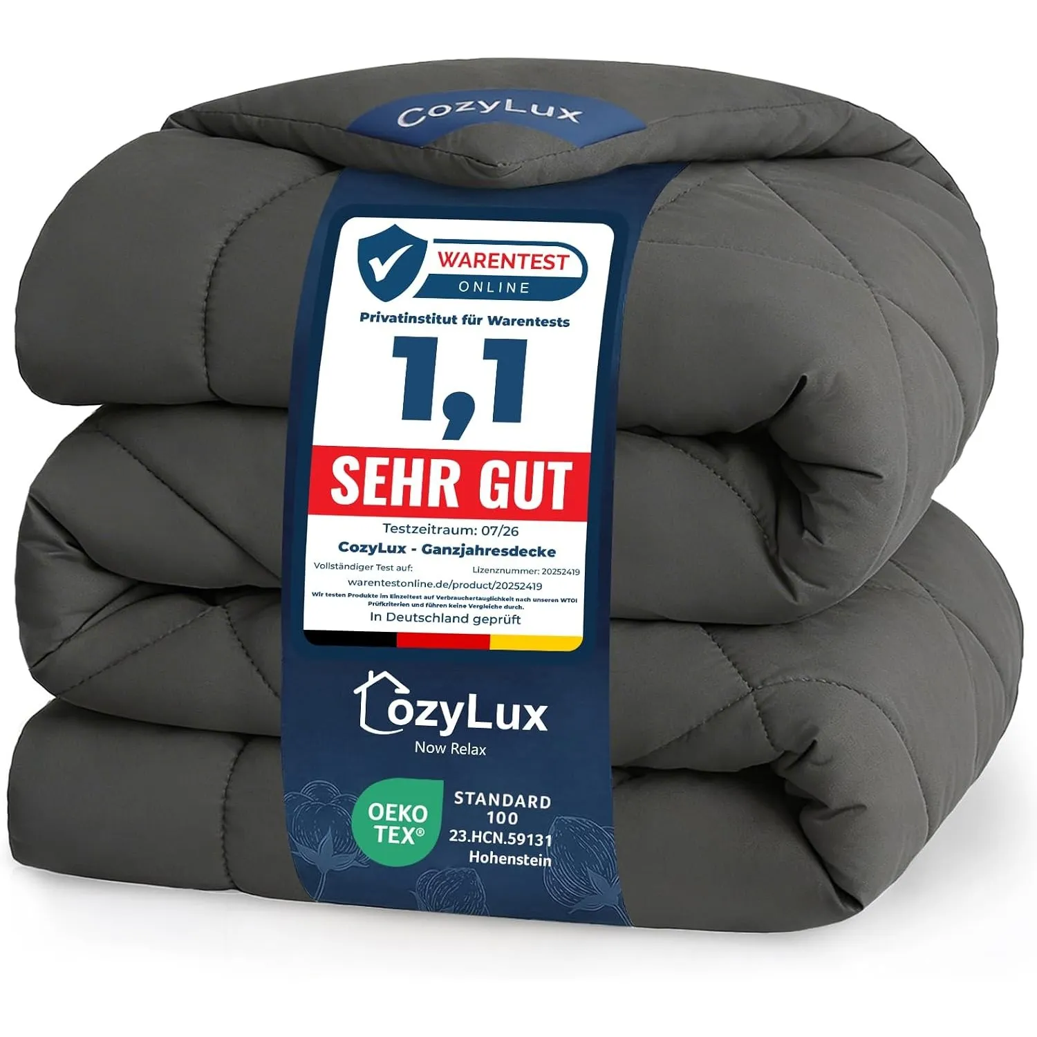 CozyLux Bettdecke 140x200 cm Grau für 4 Jahreszeiten