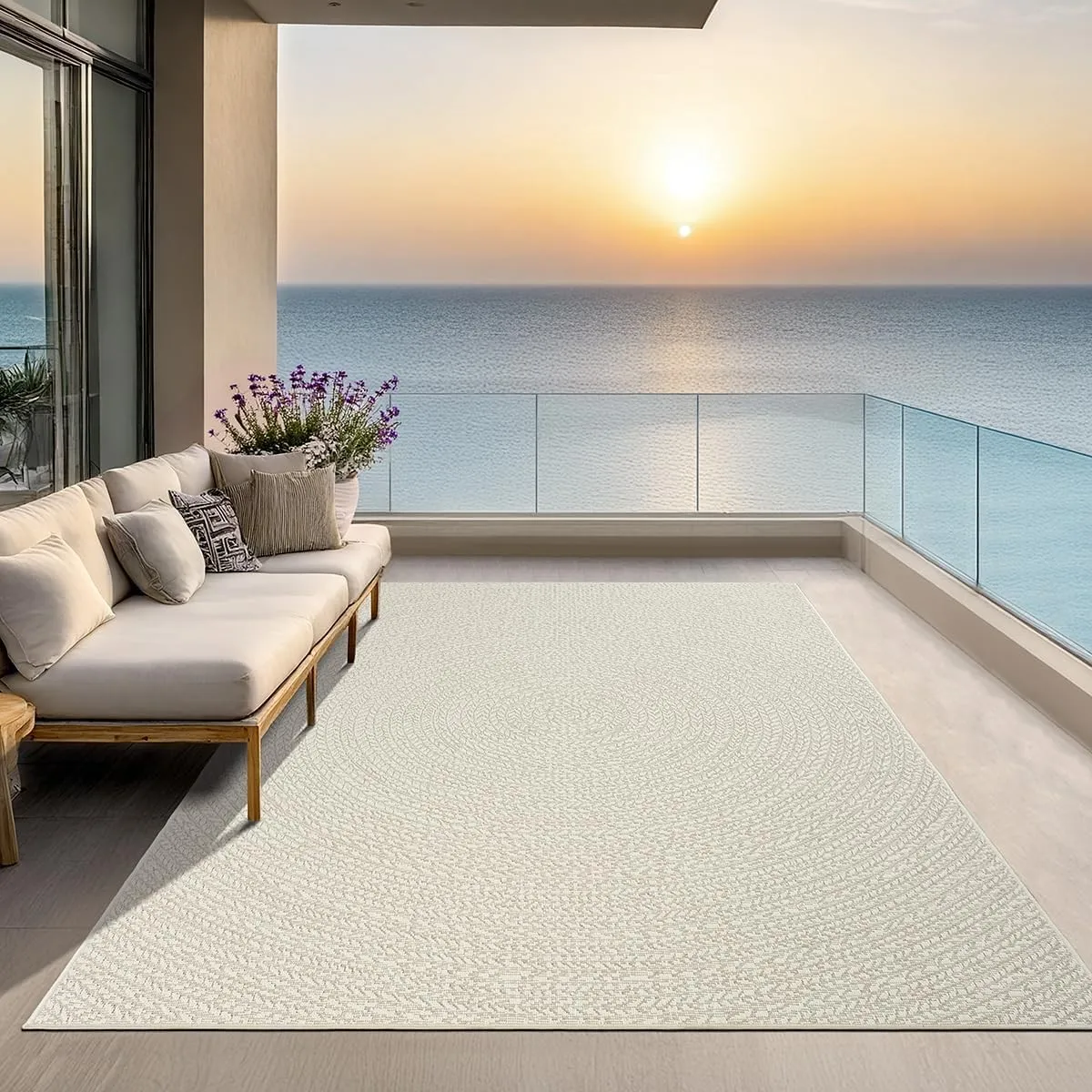 the carpet Kansas Outdoor Teppich – Wetterfester Indoor & Outdoor Teppich im Jute-Look für Balkon, Terrasse, Garten, Wo…