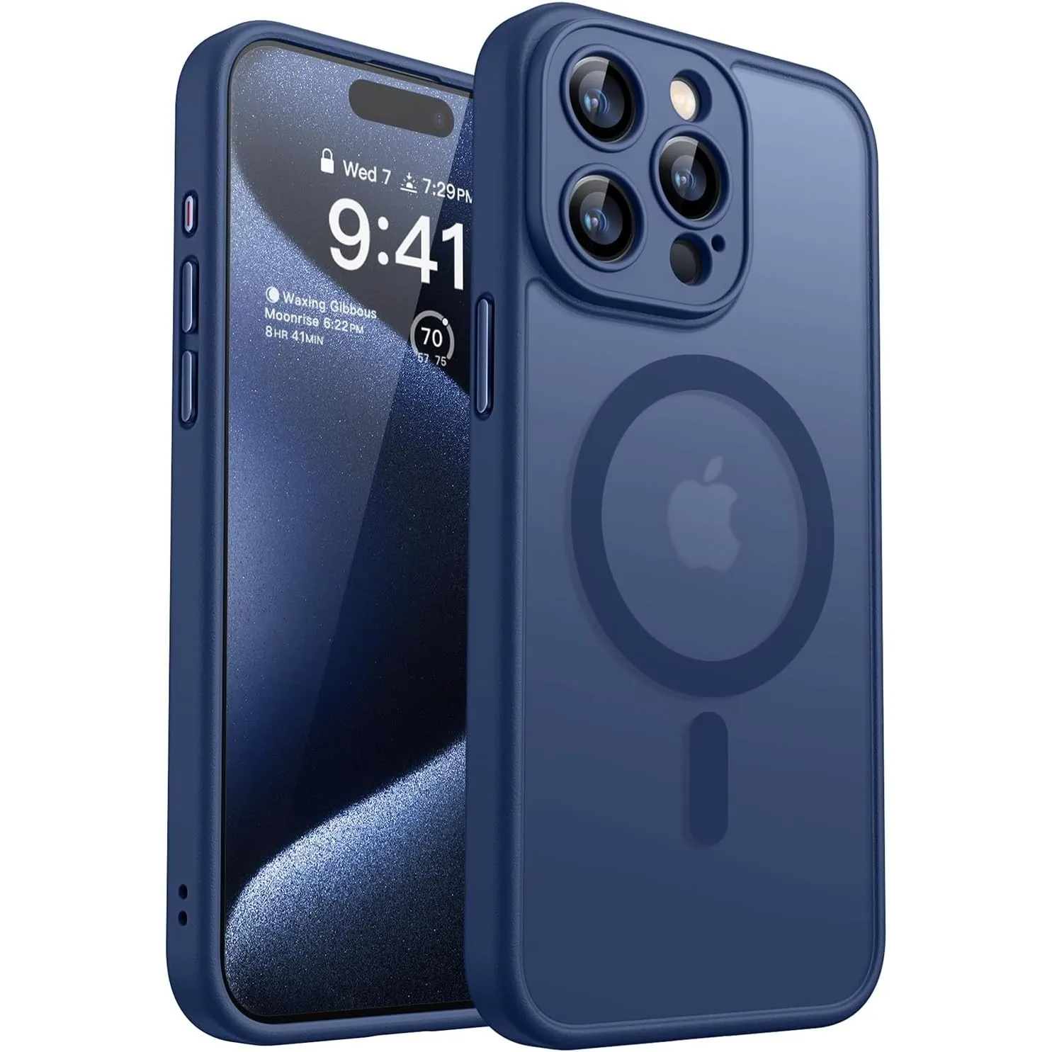CANSHN für iPhone 15 Pro Max Hülle mit Kameraschutz, Dunkelblau