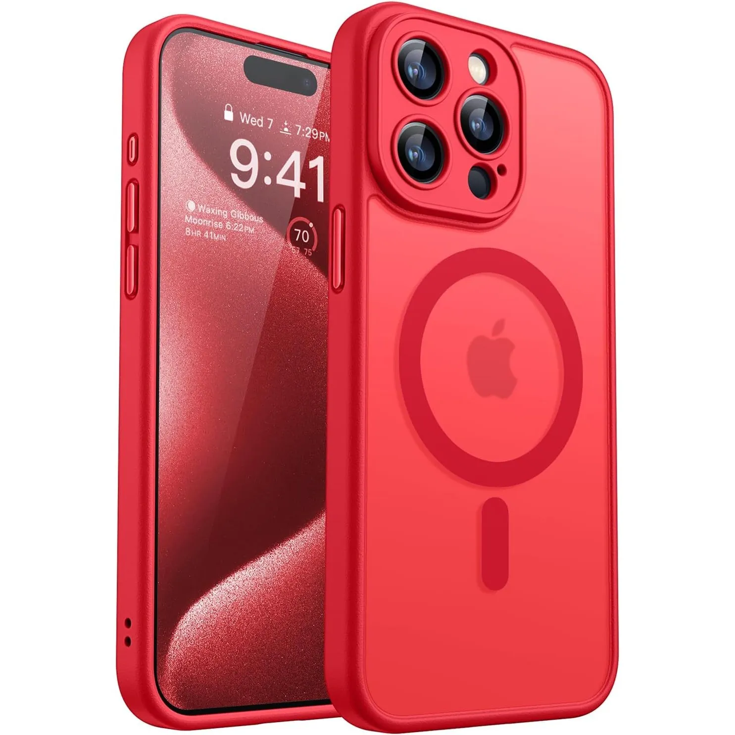CANSHN für iPhone 15 Pro Max Hülle mit Kameraschutz, Rot