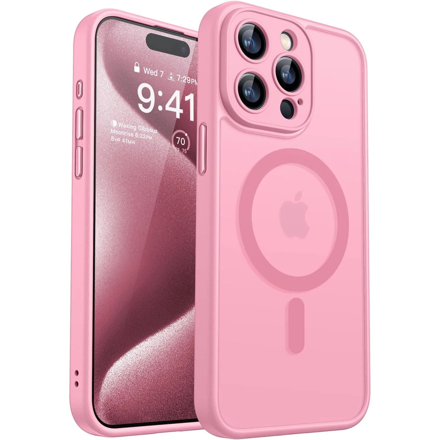CANSHN für iPhone 15 Pro Max Hülle mit Kameraschutz, Rosa