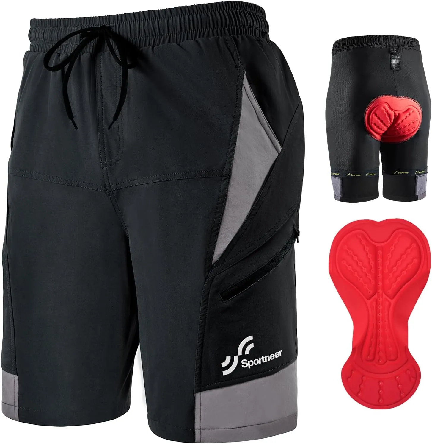 Sportneer MTB Radlerhose Herren Gepolsterte Radhose Herren Radlerhose 3D Gefüttert Mountainbike Radsport Sport Radfahre…